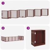 Dog Gate with Door Foldable 12 Panels Brown 600 cm Poplar Wood 3155548
