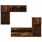 5 Piece TV Wall Units with LED Smoked Oak Engineered Wood 3216729