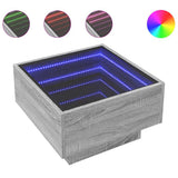 Coffee Table with LED Grey Sonoma 50x50x30 cm Engineered Wood 847509