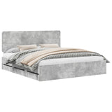Bed Frame with Drawer Concrete Grey 200 x 200 cm Engineer Wood 3412563