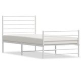 Metal Bed Frame without Mattress with Footboard White 90x200cm 352379