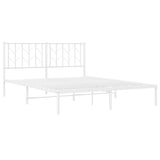 Metal Bed Frame without Mattress with Headboard White 150x200cm 374488