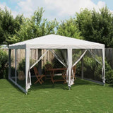 Party Tent with 8 Mesh Sidewalls White 4x4 m HDPE 4010061