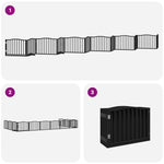 Dog Gate with Door Foldable 12 Panels Black 960 cm Poplar Wood 3155628