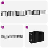 Dog Gate with Door Foldable 12 Panels Black 960 cm Poplar Wood 3155628