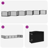 Dog Gate with Door Foldable 12 Panels Black 960 cm Poplar Wood 3155628