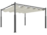 3 x 3 Metal Pergola with Retractable Roof and Magnetic Fixture, Outdoor Gazebo Garden Pergola Kit T3398P328486