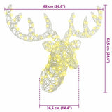 Reindeer Head with 140 LEDs Warm white 60 cm Acrylic 42019061