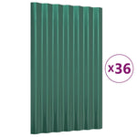 Roof Panels 36 pcs Galvanised Steel Green 60x36 cm 319128