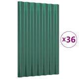 Roof Panels 36 pcs Galvanised Steel Green 60x36 cm 319128