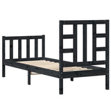 Bed Frame without Mattress Black Small Single Solid Wood Pine 3191935