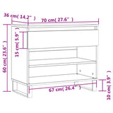 Shoe Cabinet Smoked Oak 70x36x60 cm Engineered Wood 831449