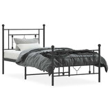 Metal Bed Frame without Mattress with Footboard Black 100x200cm 374352