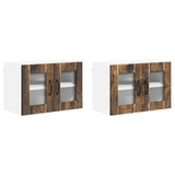 Wall Glass Cabinet LUCCA 2 pcs Smoked Oak 60 x 31 x 40 cm 884976