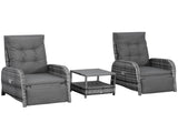 2 Seater Rattan Wicker Chaise Lounge Sofa Set Bistro Conversation Furniture with Cushion for T3398P314742