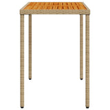 Garden Table with Acacia Wood Top Beige 115x54x74 cm Poly Rattan 365078
