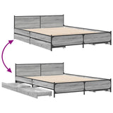 Bed Frame with Drawers without Mattress Grey Sonoma 135x190 cm Double 3279950