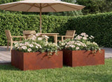 Garden Planter 2 pcs Rusty 40 x 40 x 30 cm Weathering Steel 8005049