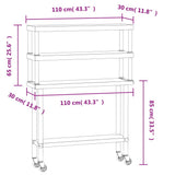 Kitchen Work Table with Overshelf 110x30x150 cm Stainless Steel 3208905