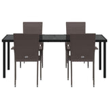 Garden Dining Set 5 pcs Brown Powder-Coated Steel 3379400