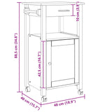 Kitchen Trolley MONZA Black 48 x 40 x 88.5 cm Solid Pine Wood 42027034