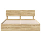 Bed Frame with Drawer Sonoma Oak 200 x 200 cm Engineered Wood 3412152