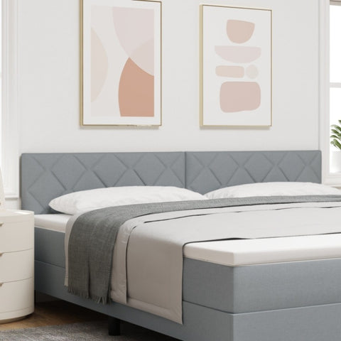 ZNTS LED Headboard with Diamond Blocks Design in Light Grey, 200 cm Fabric 3338252