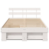 Bed Frame with Headboard White 120 x 200 cm Solid Pine Wood 3382278