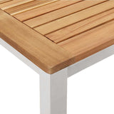 Garden Dining Set 5 pcs Solid Teak Wood and Stainless Steel 3334822