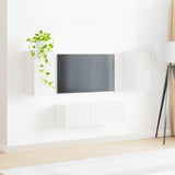 TV Wall Cabinet Set Wall-mounted 4 pcs White Engineered Wood 3408907