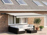 Manual Retractable Awning with LEDs Light Grey and White 3425703