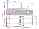 Work Bench Set 8 pcs Black and Grey Powder-Coated Steel 3321500