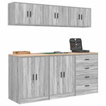 ZNTS Garage Cabinets 6 pcs Grey Sonoma Engineered Wood 3328346