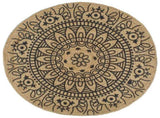 Handmade Rug Jute with Dark Blue Print 150 cm 133703