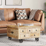 Coffee Table Rough Mango Wood 70x70x40 cm 243979