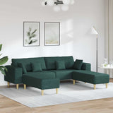 Fabric Sofa with Cushion 3 pcs Dark Green 208 cm Fabric 3335166
