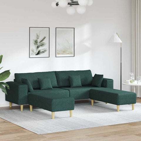 Fabric Sofa with Cushion 3 pcs Dark Green 208 cm Fabric 3335166