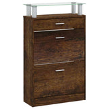 Shoe Cabinet Smoked Oak 63x24x104 cm Engineered Wood 342567