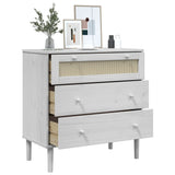 Drawer Cabinet SENJA Rattan Look White 80x40x80 cm Solid Wood Pine 358023