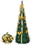 ZNTS 6 FT Fully Decorated Pre-lit Christmas Tree, Pop Up Artificial Xmas Tree with 80 Warm Lights Battery 74711152