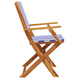 Garden Chairs 2 pcs Blue and White Solid Wood Acacia and Fabric 367674