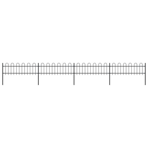 ZNTS Garden Fence with Hoop Top Steel 6.8x0.6 m Black 277641