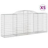 Arched Gabion Baskets 5 pcs 300x50x120/140 cm Galvanised Iron 3146722