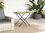 Folding Tray Table Beige 65x40x75 cm Poly Rattan 365130