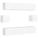 6 Piece TV Cabinet Set White Engineered Wood 3078683