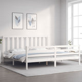 Bed Frame without Mattress White 200x200 cm Solid Wood Pine 3193812