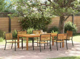 Garden Dining Set 7 pcs Black Solid Acacia Wood 3365541