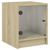 Bedside Cabinets with Glass Doors 2 pcs Sonoma Oak 35x37x42 cm 836348