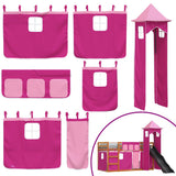 Bunk Bed without Mattress with Slide and Curtains Pink 90x200 cm 3284196