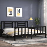 Bed Frame without Mattress Black 200x200 cm Solid Wood Pine 3192905